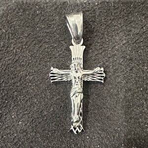 Silver Crucifix Pendant Necklace - Religious Cross